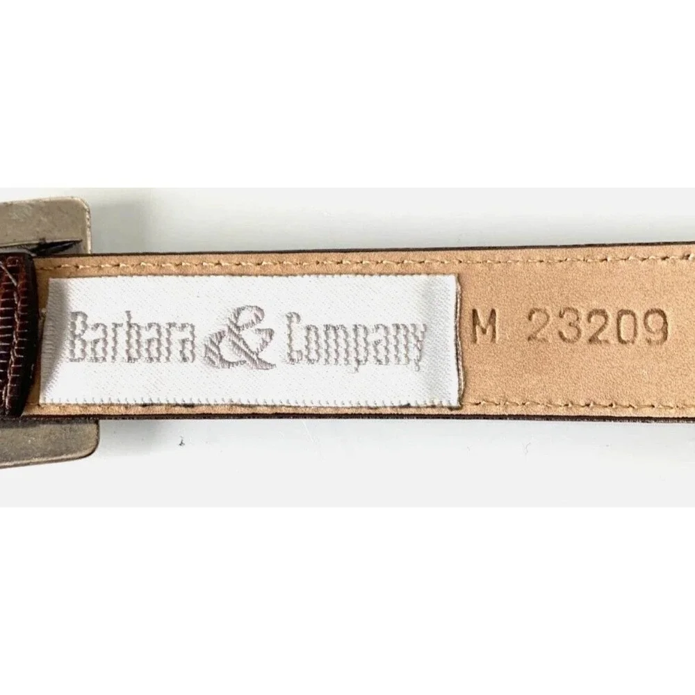 90s Vintage Barbara Co Brown Leather Belt M Silver Western Buckle Gothic Indie